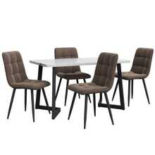 Dining Table And Chairs Set (Rectangular Table 117 X 68 Cm With 4 Chairs), Brown Velvet Dining Chairs, Black Table Legs. - Brown - View 7