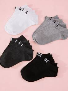 1/5 pares de calcetines de tobillo aleatorios con 3 rayas, cómodos y transpirables, amigables con la piel - Multicolor - Ver 2