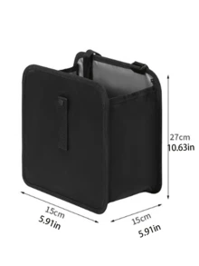 Multifunctional Storage Box, Car Hanging Trash Can, Made Of Black Oxford Cloth, Small Waterproof Leak-Proof Garbage Can, Foldable, With Adjustable Hanging Strap, Can Be Hung On Front Or Rear Seats, Also Can Be Used As Storage Bag For Snacks, Water Bottles Or Electronic Devices - Multicolor - View 9