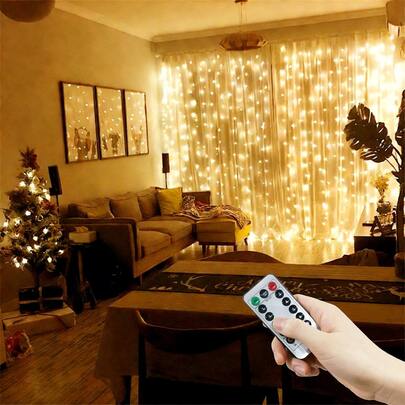 8 Lighting Modes Romantic Atmosphere Decoration Lights For Wedding Party, Holiday Wreath Decor, Holiday Lighting, Remote Control Curtain Lights With 4 Color Options For Room Bedroom Curtain Lights, Fairy Lights, Birthday Party Decor Lights, USB Powered Camping Decor Lights, Indoor Outdoor Decor, Yard Decor, Valentine's Day Decor, Dinner Party Decor Lights, Christmas Halloween Decor Fairy Lights, Garden Decor Lights