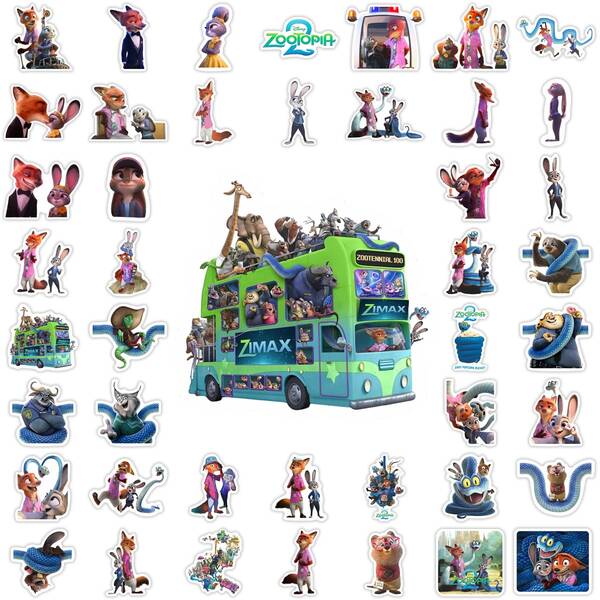  55pcs Disney Zootopia 2 Stickers, Featuring Cartoon Characters Nick, Judy, Gary, Flash, Finnick, Chief Bogo, Sheep Sharla, Suitable For Books, Diaries, Phone Cases, Laptops, Tablets, Water Bottles, Ideal For Holidays, Birthdays, Rewards, Decorative Gifts