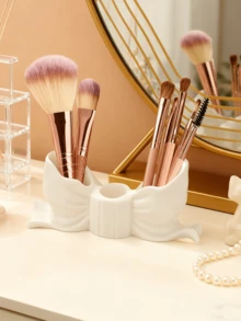 1 pieza Soporte de bolígrafo con forma de lazo adorable - Organizador de escritorio para brochas de maquillaje y útiles de oficina, elegante almacenamiento de brochas de maquillaje, perfecto para diseños decorativos creativos para niñas, estudiantes (consulte la tabla de tallas antes de comprar) - multicolor - Ver 3