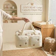 1 pieza Bolso de maternidad/bolso de pañales/bolso de hospital/bolso de maternidad de gran capacidad, organizador para pañales, toallitas, biberones. Adecuado para viajes y uso diario. Regalo del Día de la Madre, regalo para bebé recién nacido, regalo de cumpleaños - Multicolor - Ver 2
