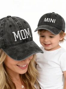 Bộ 2 mũ lưỡi trai thêu chữ "MAMA MINI" mới, quà tặng Ngày của Mẹ và Ngày của Trẻ em. - 2 cái - Xem 4