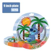 10pcs/9 Inch Stitch & Cartoon Character Party Tableware Set, 10 Plates, Suitable For 10 Children, Perfect For Birthday Parties, Halloween And Family Gatherings, Great As Birthday Gifts - Multicolor - View 4