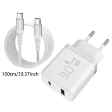 30W USB C PD 30W+QC18W Fast Charger, 2-Port USB A+C Charging Adapter Plug, Compatible With IPhone 17 16 15 14 13, Galaxy S25 S24 S23, Mate60 Nova, Includes 100cm/3.3ft Type-C Cable - EU C Type Plug(220-240V) - View 9