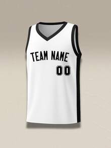 Cetak Jersey Basket, Pakaian Olahraga Basket yang Dipersonalisasi untuk Pria, Kain Anti Keringat, Hadiah Jersey Kustom, Hadiah Ulang Tahun Pria, Hadiah Tim Musim Panas - Putih - View 3