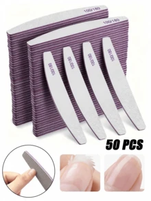 100/180 Grit Double-Sided Nail File, Reusable Nail Buffer Block, Suitable For Natural And Acrylic Nails, Home And Salon Use - Light Grey - View 2