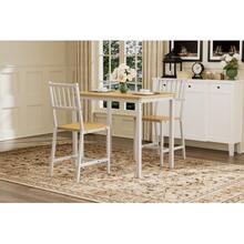 Dining Table And Chairs Set, Bar Table With Two Stools, Kitchen Table And Chairs, Industrial Style Breakfast Table, Suitable For The Kitchen, Living Room, Reception Room, Natural White - White - View 2