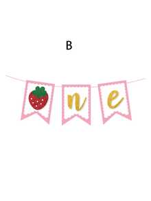 1 pièce Drapeau d'anniversaire de la première année du bébé avec décoration de garçon et fille aux fraises, convient pour les fêtes de bébé, les baby showers - Multicolore - Voir 8