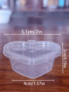 50/25/5pcs Heart-Shaped Disposable Plastic Cups With Leak-Proof Lids, Suitable For Cream Cups, Jelly Cups, Small Condiment Containers, Wine Glasses, Dipping Sauce Cups, Salad Dressing Containers, Pudding Cups, Condiment Containers, Transparent Food Cups, DIY Liquid Balls, Soft Clay, Valentine's Day Party, Mother's Day Gifts, Gifts, Bridal Shower - Multicolor - View 2
