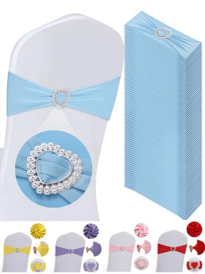 弹性椅背装饰带，蝴蝶结设计，适用于派对、宴会、生日和毕业典礼装饰。