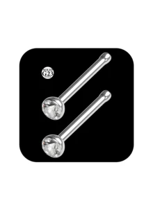 2个G23鼻环耳钉，钛合金L型鼻钉，20G鼻环，顶部1.5mm、2mm、2.5mm、3mm立方氧化锆，0.8mm鼻环穿孔饰品 - 銀色 - 查看 17