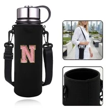 1 túi đựng bình nước thể thao giữ nhiệt 550-1500ml, kiểu đeo chéo, có dây đeo điều chỉnh được, kèm vỏ đựng bình nước thêu chữ A-Z. - màu đen - Xem 97