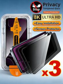 Bộ 3 miếng dán màn hình điện thoại chống nhìn trộm, kính cường lực chống nhìn trộm, lắp đặt dễ dàng chỉ với một cú nhấp chuột, chống bụi, độ cứng 9H. Tương thích với Samsung Galaxy S26 S25 S24 Ultra FE A57 A37 A56 A36 A17 A07 A16 A26 A27/ 15T 14T 13T Poco M6 M7 X7 Pro Note 14 13 Pro 4G 5G/Tương thích với iPhone 17 Pro Max 16 15 14 Plus 13 12 11. Chống nổ, chống trầy xước, bảo vệ màn hình điện thoại, quà tặng mùa xuân. - màu đen - Xem 13