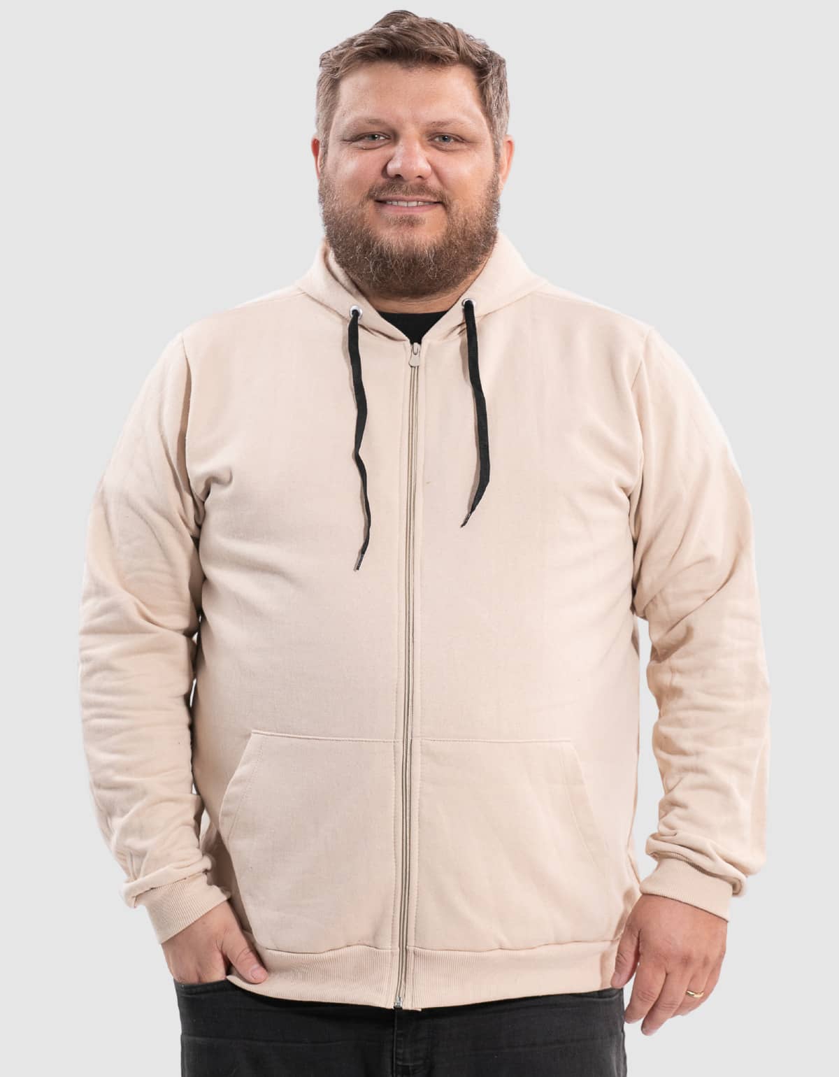 BENSMAT Men's Plus Size Fleece Sweatshirt/Sweater, Winter Style, Sizes G1 G2 G3 G4, Suitable For Cold Weather - Khaki - View 1