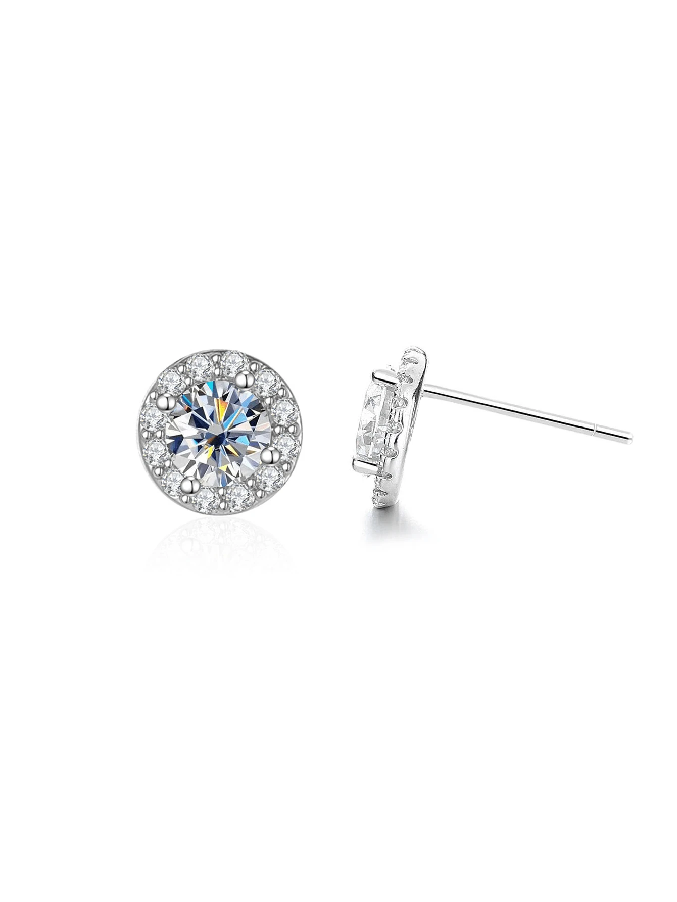 Luxury Fully Paved White Diamond Silver Earrings, Versatile For Casual, Travel, Party Wear - White Gold - View 1