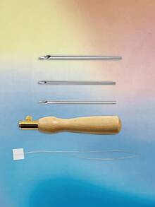 3-Head Interchangeable Wooden Embroidery Needles, Cross Stitch Sewing Tools, Includes 1 Threader, DIY Sewing And Handicraft Supplies - Puncture Needle - View 3