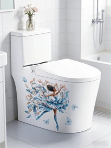1 miếng dán trang trí nhà vệ sinh hình thiên thần cô gái ba lê nhiều màu sắc, decal dán tường phòng tắm, nhà bếp, phòng khách, phòng ngủ, decal trang trí nhà cửa ngộ nghĩnh, decal dán tường PVC chống thấm nước, có thể tháo rời, dễ dán và dễ gỡ, trang trí nhà cửa, decal dán tường. - Nhãn dán trang trí nhà vệ sinh - Xem 4