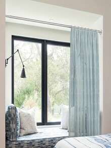 2.5cm Diameter Stainless Steel Extendable Curtain Rod, Shower Curtain Rod, Wardrobe Hanging Rod, Retractable Rod, Drying Rack, Clothes Hanging Rod, Support Bracket, Multiple Sizes Available, Multi-Functional No-Drill Extendable Rod, Strong Spring, Easy Installation, Silver Stainless Steel Adjustable Shower Curtain Rod, Home No-Drill Curtain Rod - A - View 5