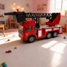 玩具，儿童玩具，玩具车，消防车，救援车，玩具消防车，惯性动力推拉式，带灯光和音乐，儿童消防车，红色，节日礼物，生日礼物，儿童游戏，圣诞节，万圣节，节日玩具，男孩礼物 - 彩色 - 查看 9