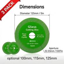 3pcs 100mm/115mm/125mm Diamond Saw Blades, Suitable For Angle Grinder, Can Smoothly Cut Glass, Jade, Crystal And Ceramic, Precise Cutting With No Burrs - Diamond Glass Cutting Disc - View 11