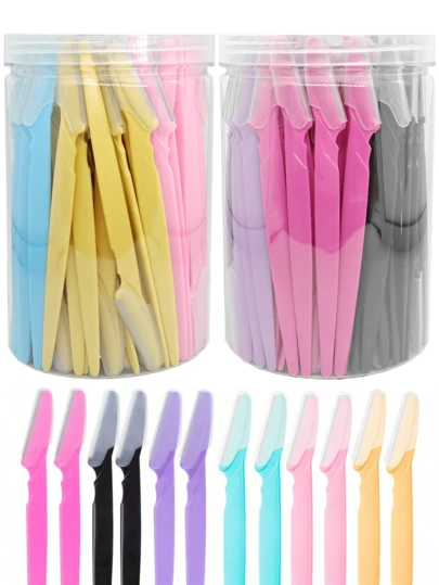 30pcs/Bottle Eyebrow Trimmer Blades, Boxed Facial Eyebrow Shaping Razor Blades With Storage Case, Suitable For Facial & Body Hair Removal, Hair Care Products & Accessories, Essential For Salon, Beauty And Travel, Unisex