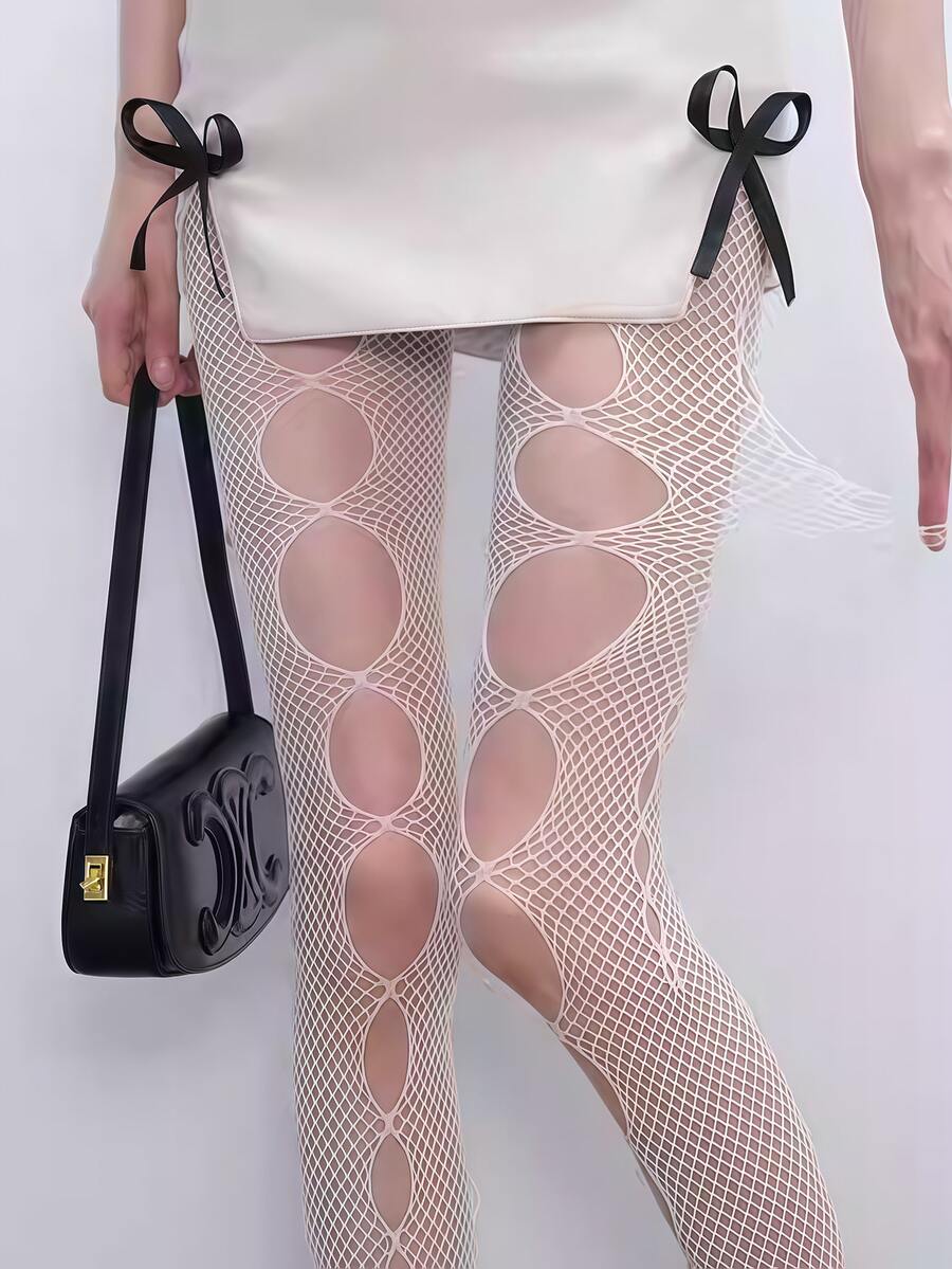 Hot Girl Pure Desire Black Stockings, Hollow Out Fishnet Stockings, Y2K Pantyhose - Multicolor - View 1