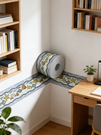 Pegatinas autoadhesivas con estilo marino para la cintura, recortables libremente, pegatinas decorativas impermeables para esquinas de la sala de estar y baños