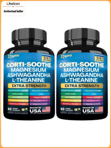 Zoyava Magnesium & Ashwagandha Capsules | L-Theanine Herbal Supplement | Dietary Supplement | 60 Capsules (2 Bottles) - 2 瓶 - 查看 1