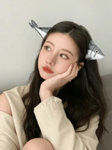 1pc Unisex Funny Cartoon Fish Headband, Photo Prop & Washing Face Headband - Multicolor - View 4