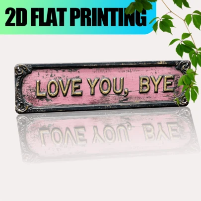 Biển hiệu in phẳng 2D kiểu cổ điển "LOVE YOU, BYE" - 16 inch x 4 inch - Trang trí tường nhà, nhà nông thôn, phòng tắm, quán cà phê, nhà để xe, hiên nhà và phòng ngủ - Bền, chi tiết cao, dễ lắp đặt, trang trí đa năng, in phẳng 2D
