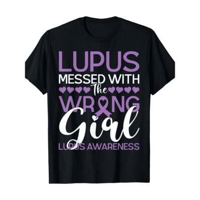 Camiseta para hombre Lupus se metió con la chica equivocada Conciencia sobre el lupus 100% algodón cómodo cuello redondo manga corta casual Primavera Verano Otoño Ropa, S-XXXXXL, Regalos para hombres, amigos.