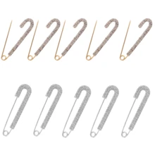 4/5/10pcs Rhinestone Brooches, Suitable For Women And Girls. Gold And Silver Dual-Color Pins, Brooches, Lapel Pins, Badges, Can Be Used To Decorate Sweaters, Dresses, Clothing, Hats And Accessories, Also As Office Accessories, Shirts, Jackets, Jewelry, Christmas, Halloween Costume Pins, Fun And Cute Teacher's Day Gifts, Clothing Accessories And Bag Charms. - Multicolor - View 8