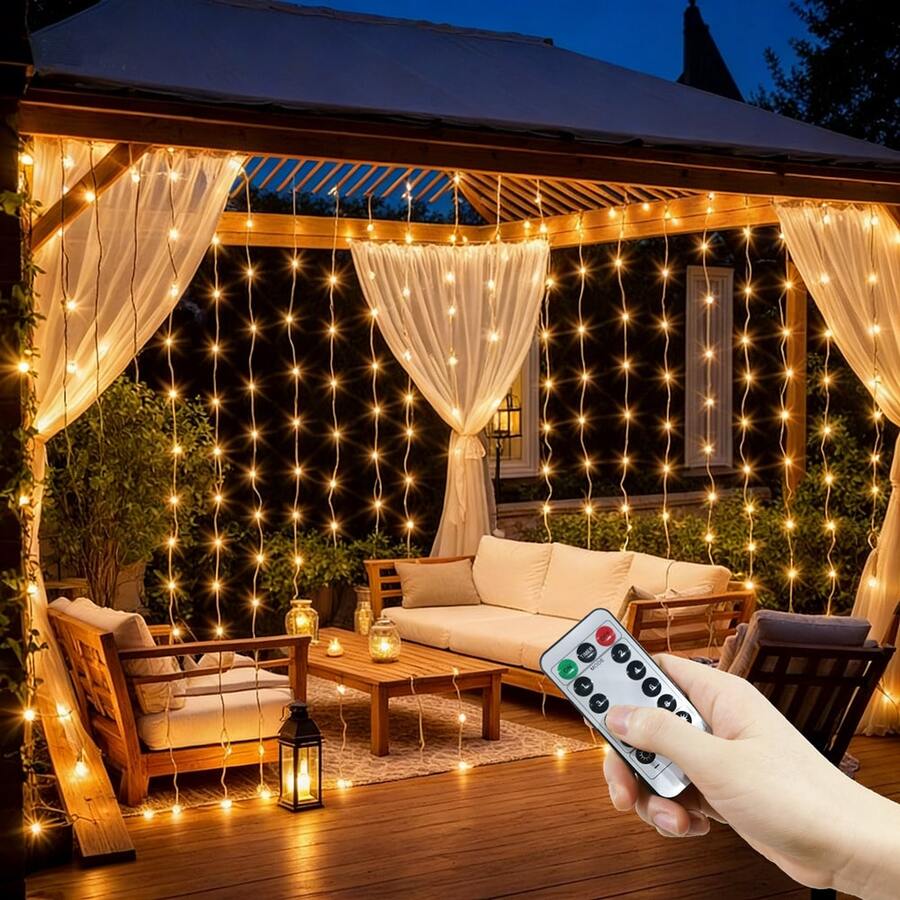 USB Powered Outdoor String Lights, Holiday Wreath Fairy Lights, Room Curtain Lights, Camping Decor Lights, Patio Decor, Birthday Gift, Date Night Decor, Remote Control Curtain Lights, Family Gathering Decor Lights, 4 Light Colors, Yard Decor, 8 Lighting Modes Wedding Party Romantic Atmosphere Decoration Lights, Wall Decor, Christmas & Halloween Decor
