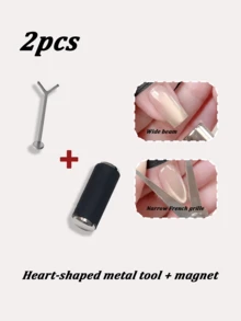 3件套Y型猫眼磁性贴片，可拼出心形和爪印形状，Y型磁性美甲工具，美甲用品，返校季必备，适用于美甲贴纸 - 彩色 - 查看 8