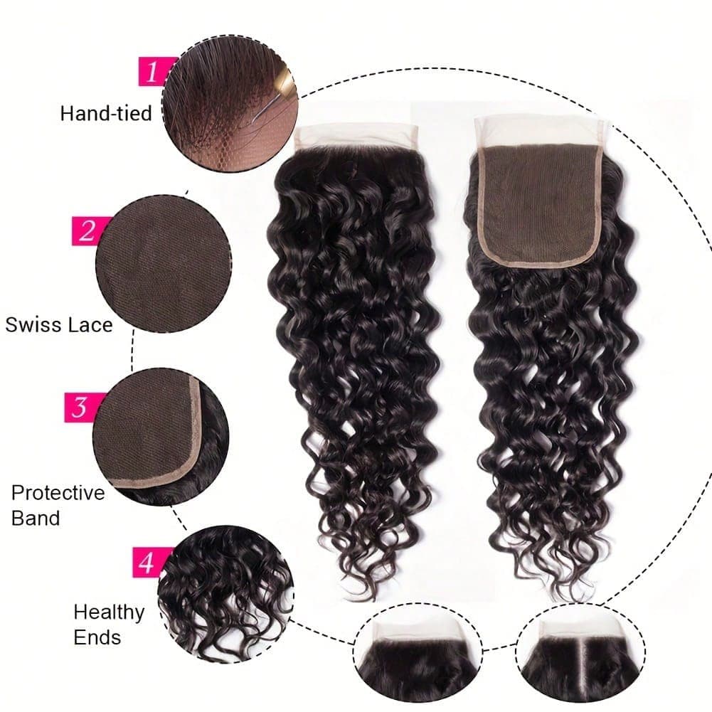 Ear To Ear Lace Frontal Deep Curly Brazilian Virgin Human Hair Deep Wave 13x4 Or 4x4 Frontal Closure Pre Plucked With Baby Hair Natural Black