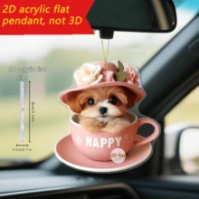 1pc Cartoon Animal Acrylic Pendant, Suitable For Car Rearview Mirror Decoration, Keychain, Backpack Accessory, Gift, 2D - Multicolor-gold Thread - View 4