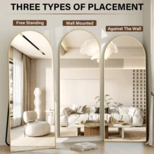 59"X 16" Arched Full Length Mirror Full Body Floor Mirrors,Gold - 金子 - 查看 3