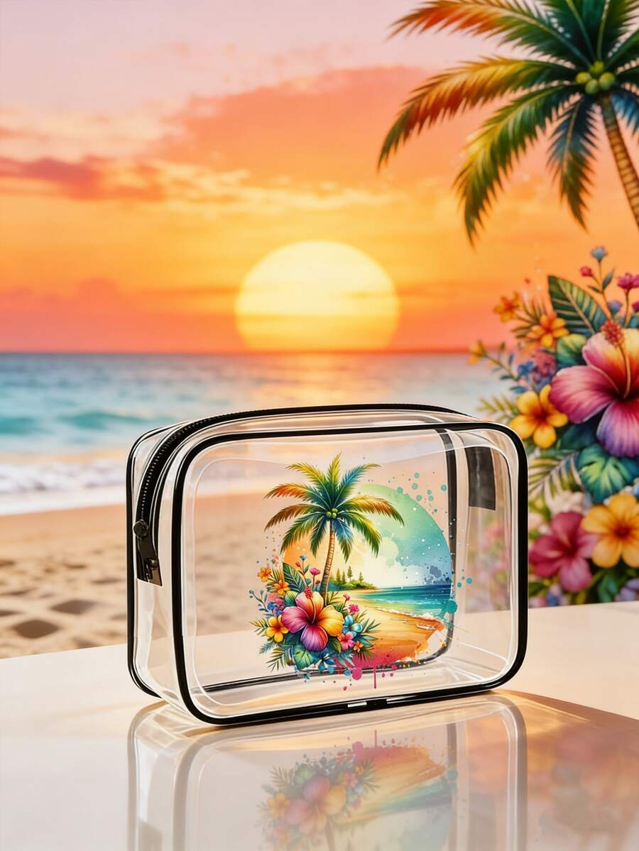 Túi đựng đồ vệ sinh cá nhân PVC chống thấm nước mùa hè mới, túi đựng đồ du lịch - Túi đựng đồ vệ sinh cá nhân trong suốt bằng PVC, vật dụng cần thiết khi đi du lịch, túi đựng đồ vệ sinh cá nhân du lịch có khóa kéo di động, dung tích lớn, túi đựng đồ vệ sinh cá nhân du lịch có dây xích, thích hợp làm quà tặng sinh nhật cho nữ, quà cưới, thích hợp cho bé gái, phụ nữ, y tá, bạn gái, túi đựng đồ vệ sinh cá nhân trong suốt đi biển, túi đựng đồ chống thấm nước, túi đựng đồ trong suốt, túi đựng đồ dùng cần thiết cho bãi biển và phòng tắm, thích hợp cho cả nam và nữ. Chào mùa hè trên biển! - Nhiều màu - Xem 1