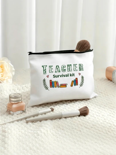 1 chiếc túi đựng đồ dùng y tế CREATCABIN, túi trang điểm đa năng, túi đựng bút bằng vải canvas, túi du lịch ngộ nghĩnh có khóa kéo, đồ dùng học tập, quà tặng.