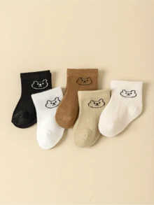 5pcs Baby & Toddler Socks, Newborn Infant Socks, Kids School Socks - Multicolor - View 1