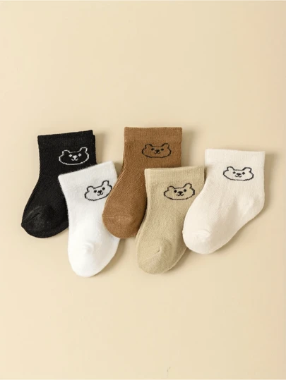 5pcs Baby & Toddler Socks, Newborn Infant Socks, Kids School Socks