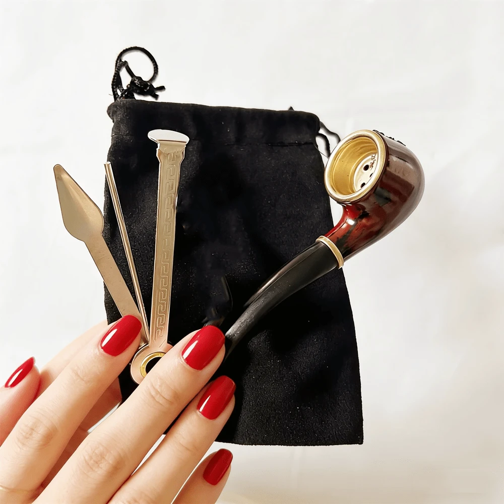 Kit de acessórios para cachimbo, 1 cachimbo, 1 ferramenta de limpeza, 1 bolsa para guardar o tabaco. Ideal para fumantes e como presente para pais e namorados. - A - Ver 1