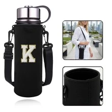 1个550-1500毫升运动水壶保温袋，带肩带和可调节水壶套，并绣有A-Z字母。 - 黑色 - 查看 78