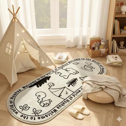 1pc Animal Forest Map Carpet, Children's Room Living Room Decor Mat, Fluffy Comfortable Carpet, Printed Carpet, Room Decor Carpet, Home Decor Carpet, Sofa Seat Carpet, Bedroom Decor, Small Rug, Modern Creative Fashion Carpet, Living Room Carpet, Living Room Small Rug, Bedroom Carpet, Outdoor Carpet, Washable Carpet, Gift For Boys And Girls, Thanksgiving Carpet, Soft And Machine Washable, Suitable For Living Room, Office, Cafe And Balcony Decoration