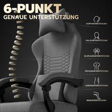 Gaming Chair, Fabric Office Chair, Gaming Chair With Massage Headrest, Ergonomic Racing Gaming Chair With Footrest (Dark Grey) - Dark Grey - View 9