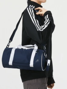Túi đeo vai/đeo chéo/túi xách tay nữ adidas có khóa kéo và dây đeo vai có thể tháo rời và điều chỉnh được, màu xanh dương. - Xanh và trắng - Xem 1