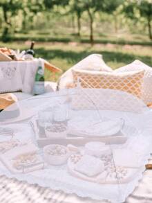 1pc Food Cover, Foldable Dining Table Food Cover, Dustproof And Fly Proof Household Vegetable Cover Umbrella, Rectangular Mosquito Proof Kitchen Cover - Multicolor - View 4