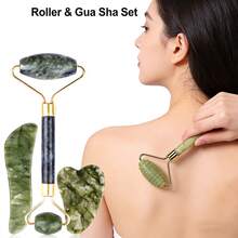 1/2/3/4件套玉石滚轮刮痧面部按摩工具，适用于面部和颈部，情人节和母亲节礼物，面部护理美容工具，美容师用品面部按摩滚轮 - 彩色 - 查看 3
